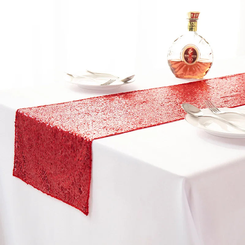Chemin de table orange à paillettes décoration fêtes