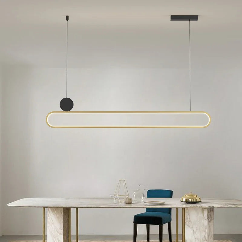 Modern and simple LED dining room chandelier, Nordic gold living room, kitchen lights, bar, meeting room decorative lighting - vue 5 sur 16