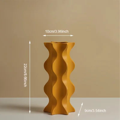 vase en céramique géométrique nordique pour fleurs séchées décoration maison - vue 8 sur 11