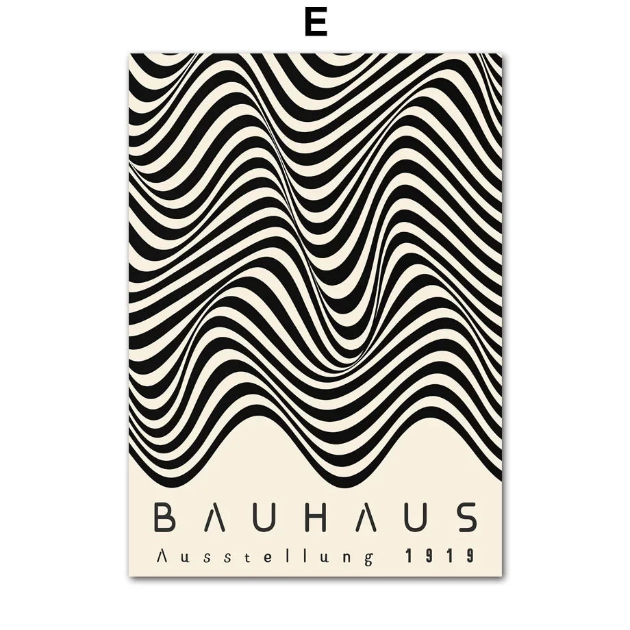 abstrait bauhaus lignes rayées art mural moderne décoration intérieure - vue 14 sur 16