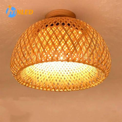 30 rotin osier plafonnier suspension abat-jour maison chambre décor Lustre bambou bois Art suspendu Lustre Luminaire - vue 2 sur 7