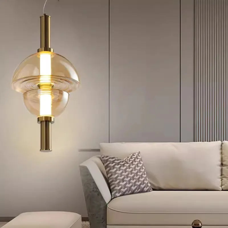 suspension en verre coloré design nordique pour éclairage élégant - vue 2 sur 11