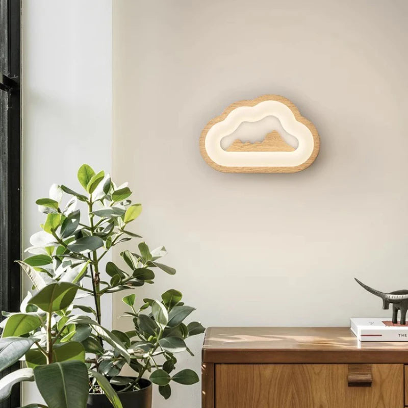 applique murale en bois massif nuage pour chambre d enfant - vue 5 sur 9