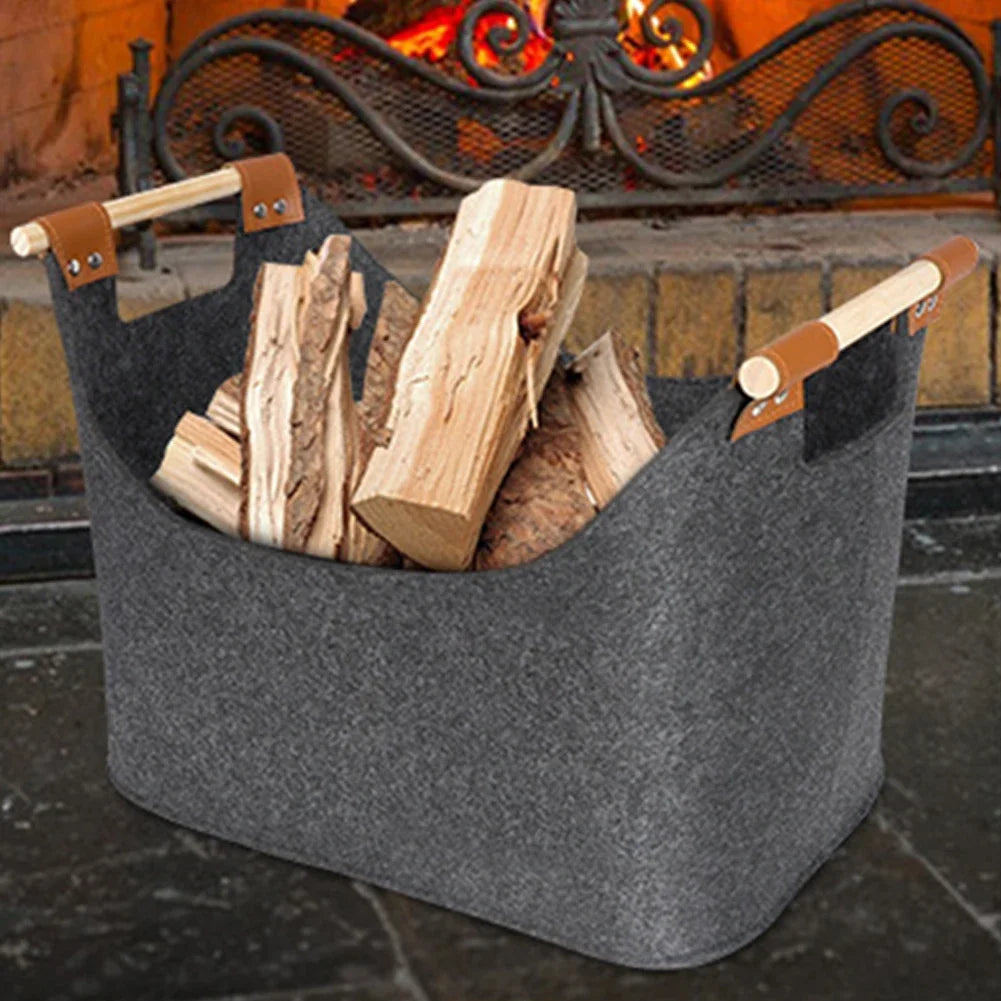 panier en feutre pliable pour rangement bois et vêtements - vue 2 sur 11