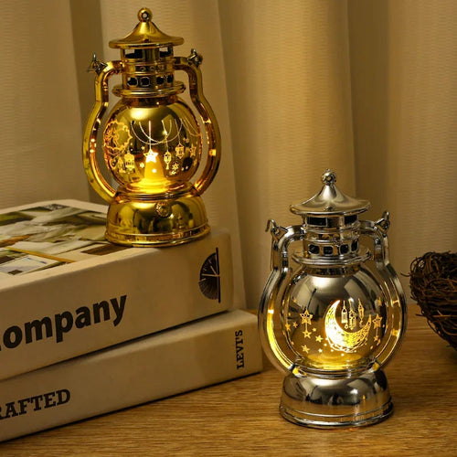 lampe à poser eid mubarak lanterne portable rétro pour décoration festive - vue 4 sur 13