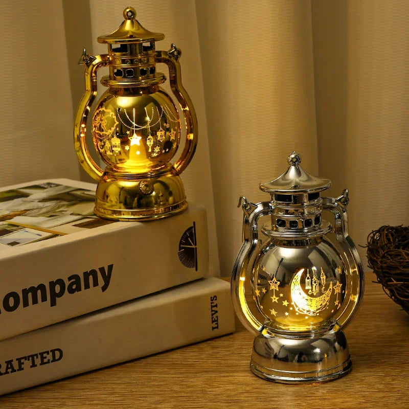 lampe à poser eid mubarak lanterne portable rétro pour décoration festive - vue 3 sur 13