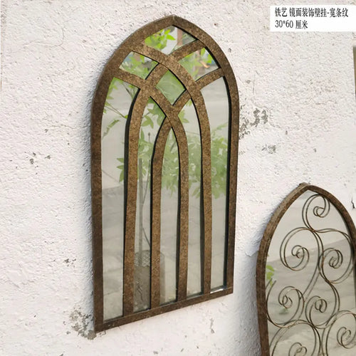 miroirs rétro nordiques en bois pour décoration artisanale murale - vue 6 sur 9