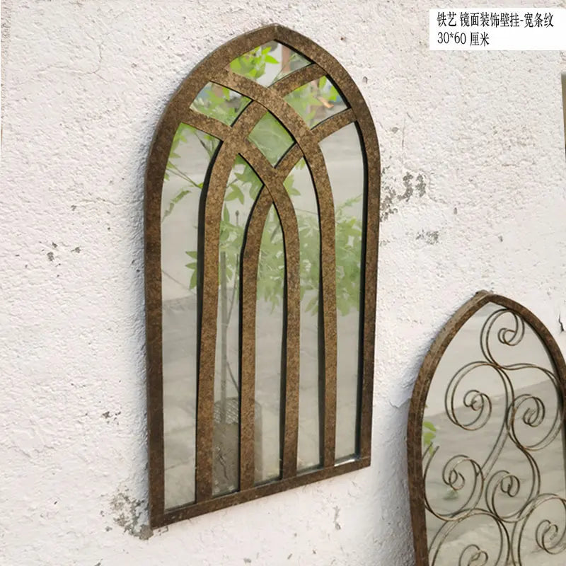 miroirs rétro nordiques en bois pour décoration artisanale murale - vue 5 sur 9