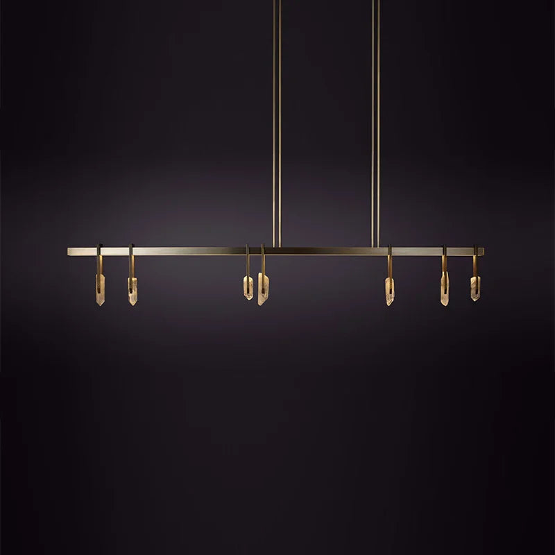 Lustre style design italien cuivre postmoderne LED ronde cristal luxe - vue 6 sur 15
