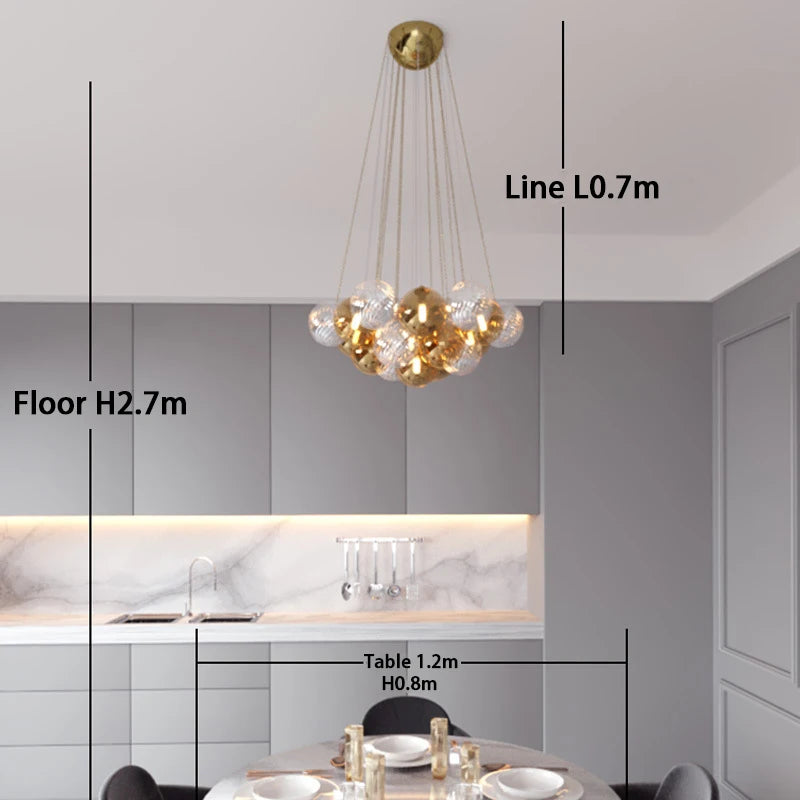 SANDYHA Lustre nordique 	 décoration de la maison Salon Luxe salle à manger ensembles rose mignon Lustre moderne Para Sala - vue 4 sur 14