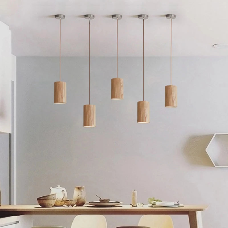 lampe suspendue nordique en bois luminaire décoratif d'intérieur - vue 5 sur 10