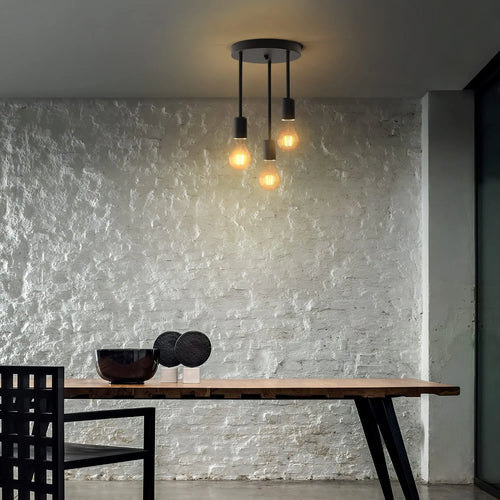 Grensk Plafonnier Industriel Noir 3 Têtes Ampoules Luminaire Vintage Pour Cuisine Balcon Porche Salon - vue 3 sur 10
