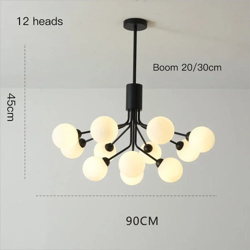 lustre moderne en verre à bulles et fleurs décoratif - vue 10 sur 12