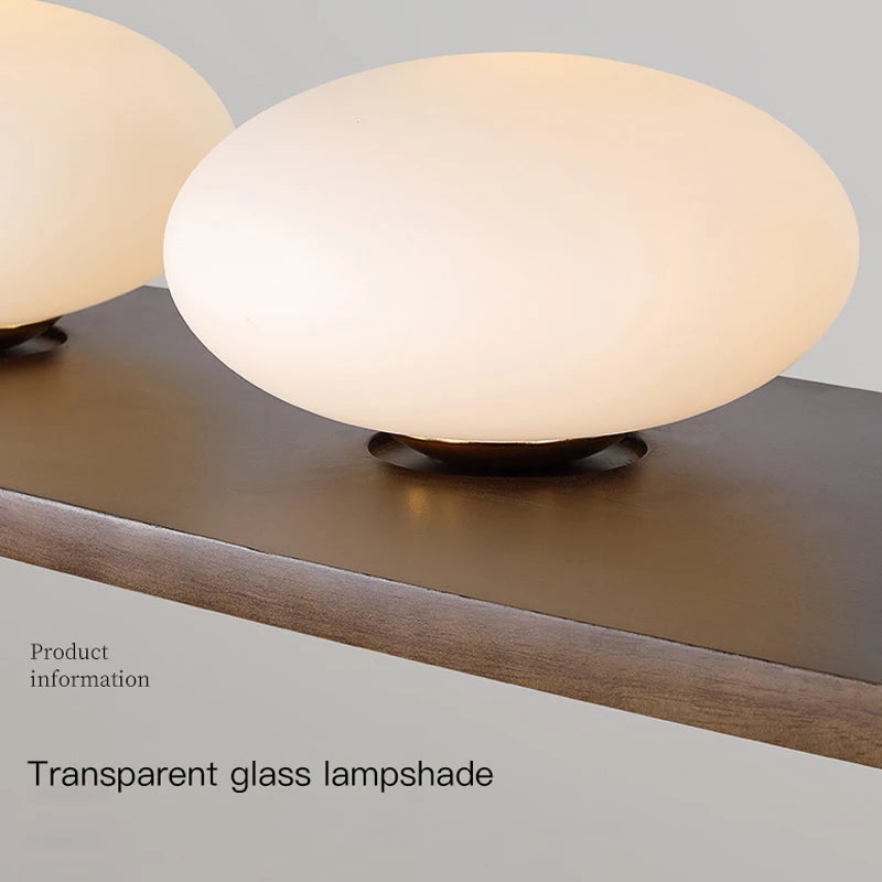 lustre en bois massif avec suspension en verre artistique - vue 5 sur 8