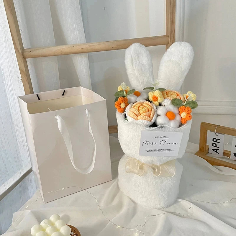 bouquet de roses tricotées cadeau de saint-valentin et noël en dessin animé - vue 8 sur 9