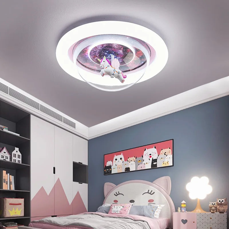plafonnier licorne dessin animé pour chambre d'enfant - vue 3 sur 10