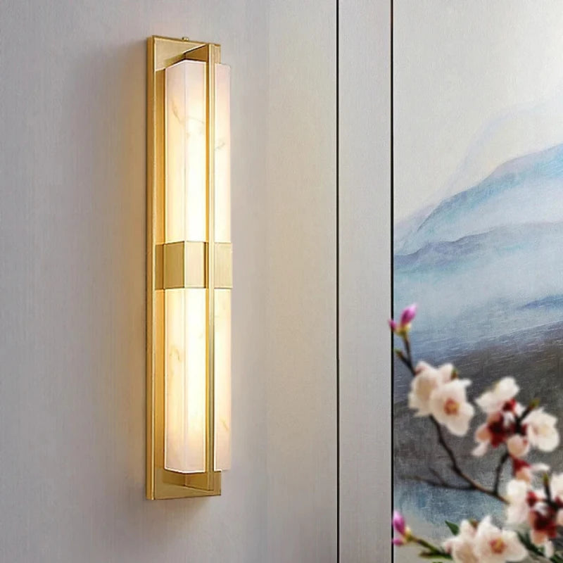 applique murale led en cuivre avec bande de marbre espagnole - vue 4 sur 12