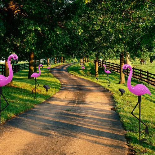 lampes solaires décoratives flamant rose pour extérieur et jardin - vue 3 sur 8