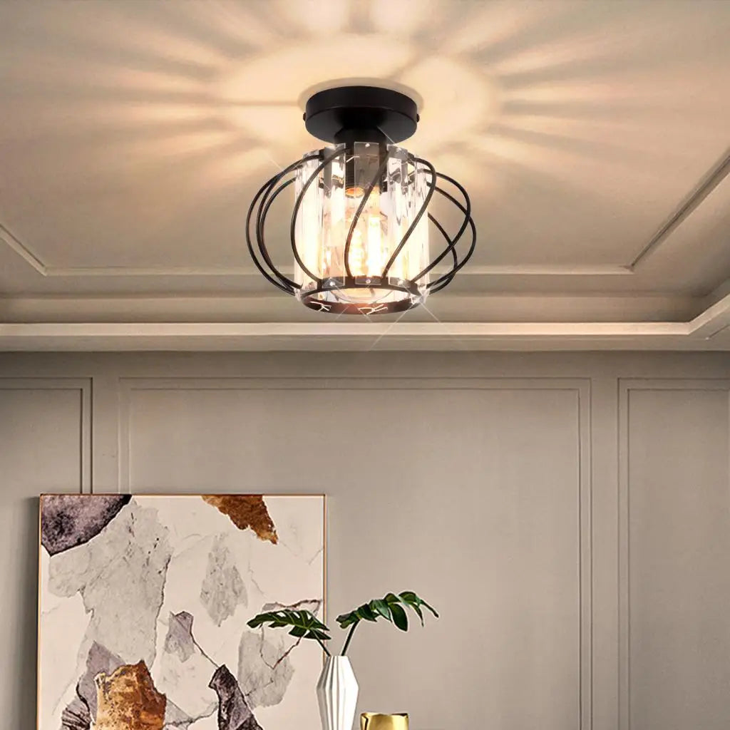 lampe de luxe en verre cristal lustre plafond industriel moderne - vue 2 sur 15