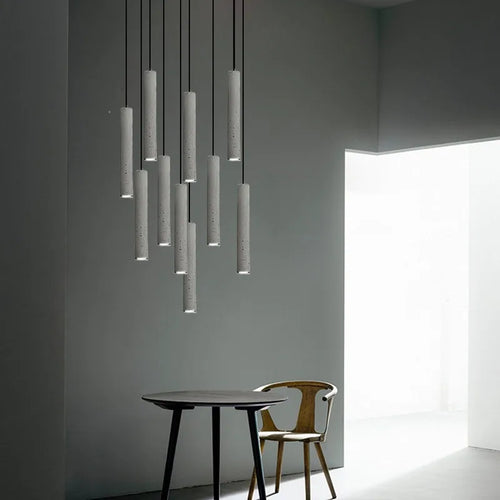 Suspension LED nordique industriel géomantique Terrazzo créatif Restaurant Bar café longue ciment - vue 4 sur 9
