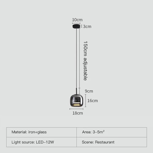 suspension moderne en verre noir pour décoration intérieure - vue 9 sur 9