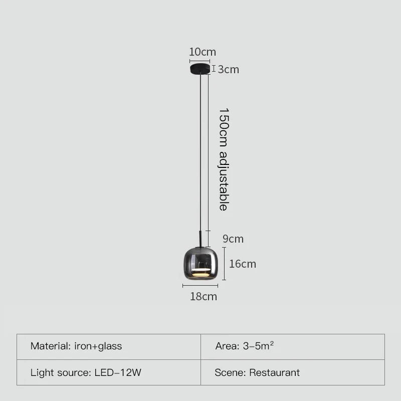 suspension moderne en verre noir pour décoration intérieure - vue 8 sur 9
