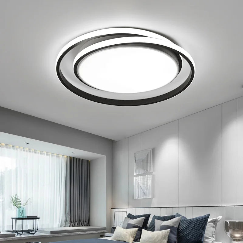 lustre led rond télécommandé style moderne simple - vue 3 sur 9