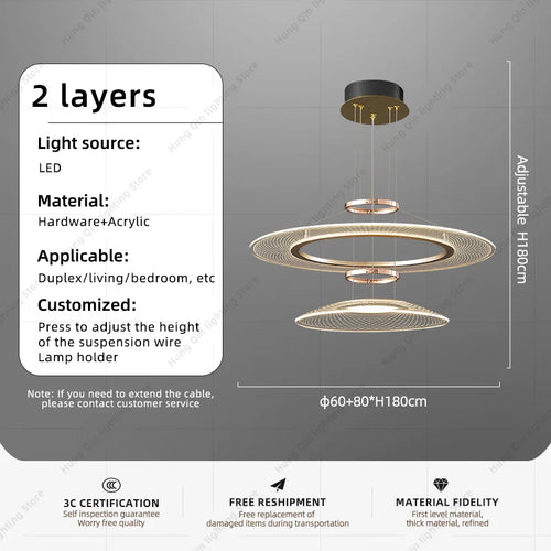 lustre suspendu en aluminium à led pour intérieur