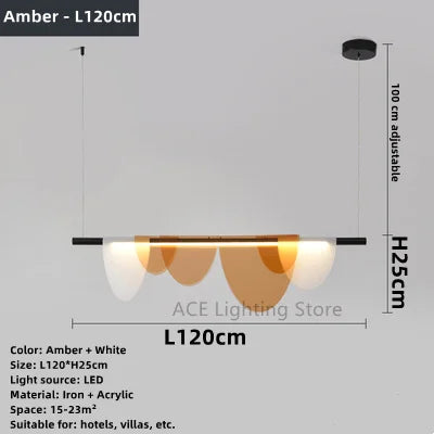 Lustre acrylique moderne nordique Led en verre coloré - vue 10 sur 10