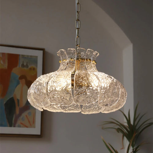 lustre rétro nordique tout cuivre verre design vintage luxe - vue 3 sur 7