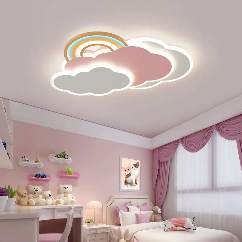 plafonnier nuage arc-en-ciel romantique pour princesse avec télécommande en option - vue 4 sur 8