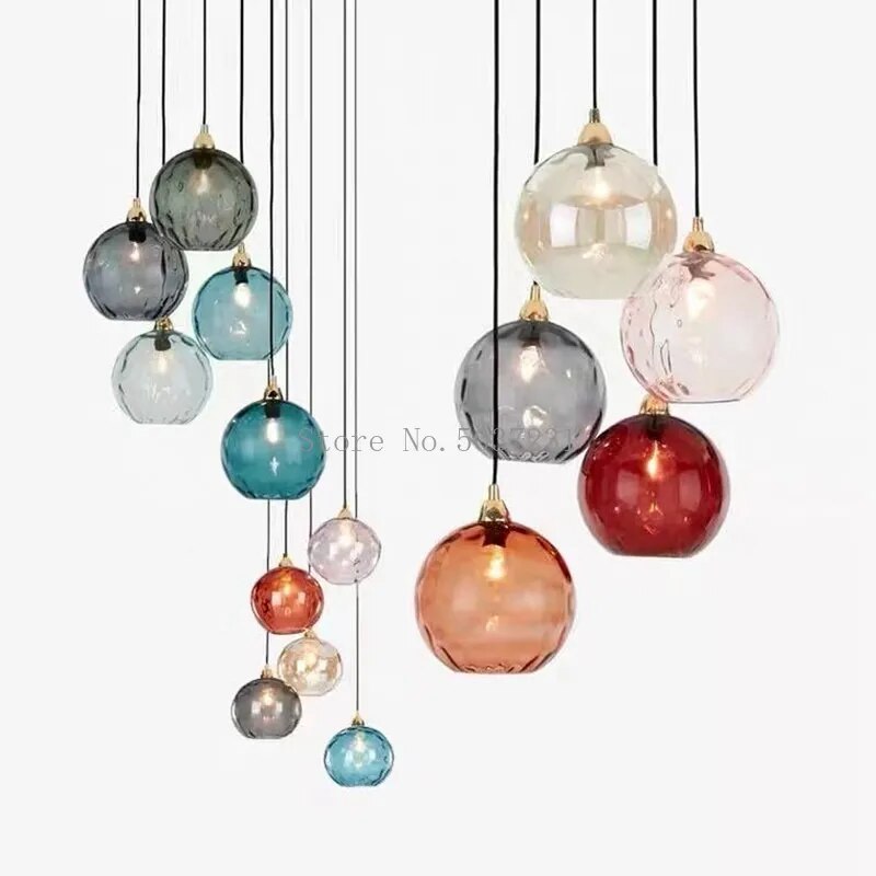 lustre verre coloré nordique moderne grain eau - vue 6 sur 29