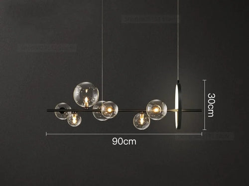 lustre moderne en verre transparent avec bulles en métal - vue 11 sur 10