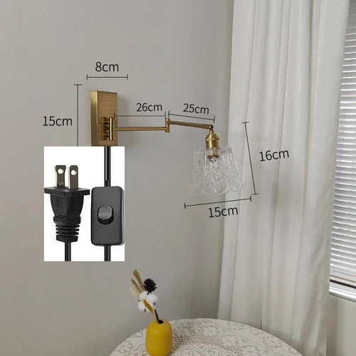 IWHD tirer chaîne verre applique murale LED applique bras gauche droite rotation chambre salon lumières nordique moderne à côté lampe Wandlamp - vue 20 sur 23