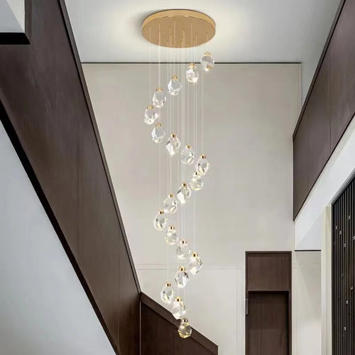 lustre en cristal led design en cuivre moderne et élégant - vue 4 sur 16