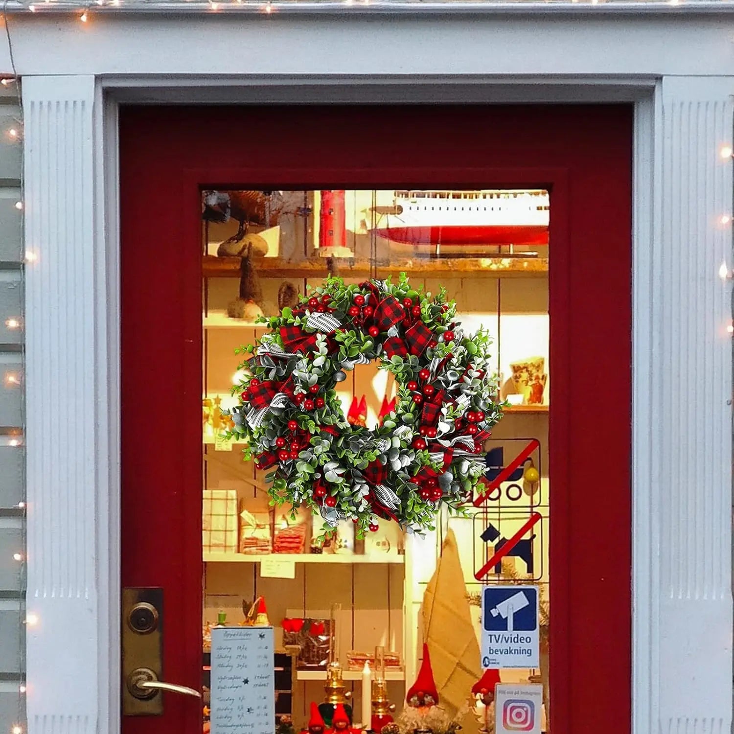couronne de porte faite à la main pour décorations de fêtes - vue 4 sur 6