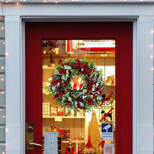 couronne de porte faite à la main pour décorations de fêtes - vue 4 sur 6