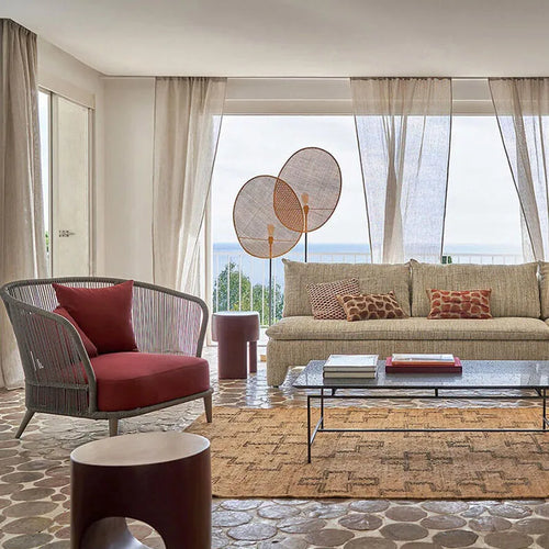 lampadaire en rotin tissé style asiatique pour intérieur moderne - vue 4 sur 14