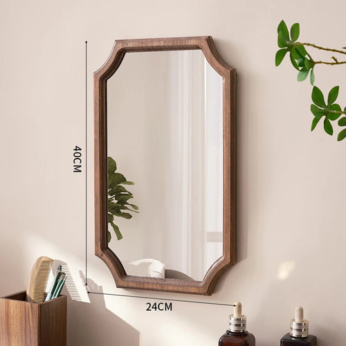 miroir vintage en bois massif miroir maquillage étanche mural antirouille - vue 15 sur 15