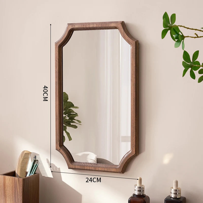 miroir vintage en bois massif miroir maquillage étanche mural antirouille - vue 14 sur 15