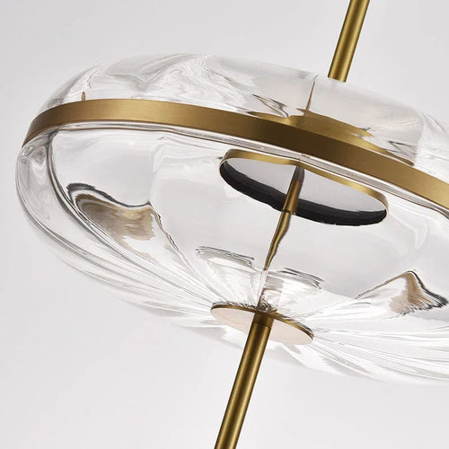 suspension design post-moderne en verre effet ondulation luxe - vue 5 sur 7