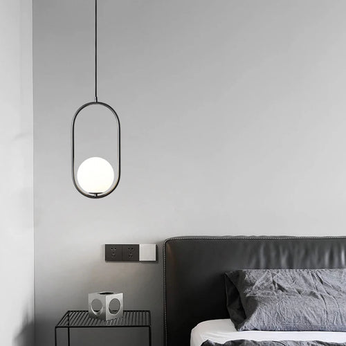 Suspension Anneau en métal noir LED - vue 3 sur 16