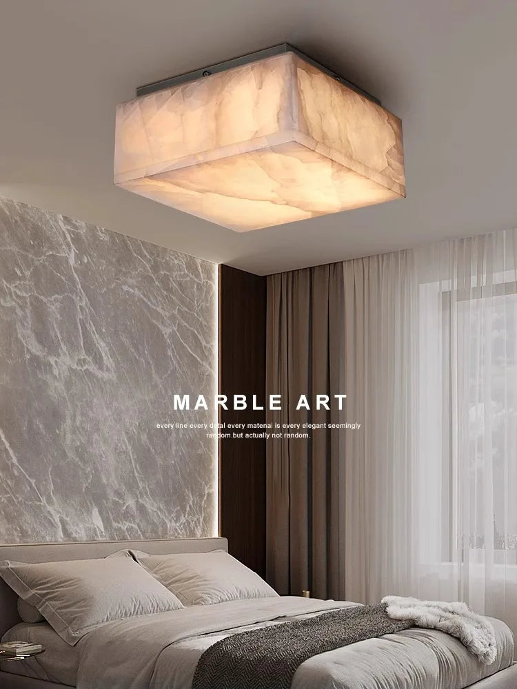 plafonnier led design moderne en marbre naturel haut de gamme - vue 3 sur 12