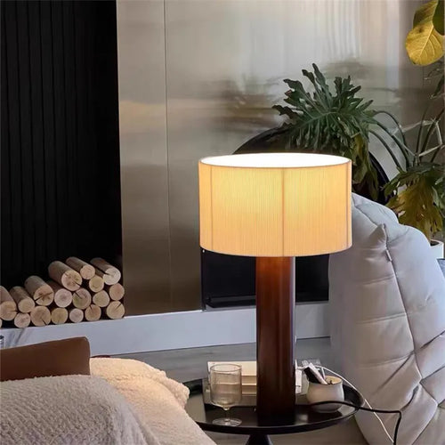 lampe à poser en bois massif style wabi sabi minimaliste - vue 3 sur 9