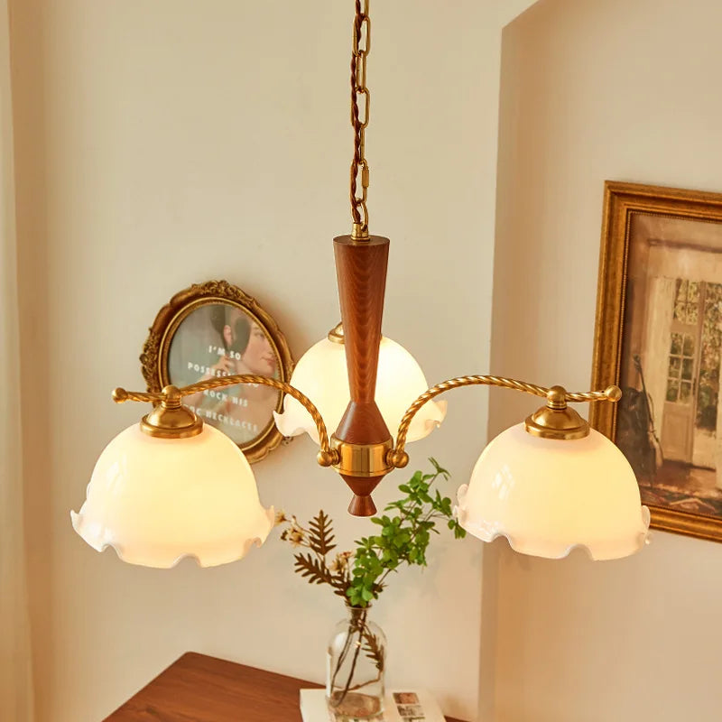 lustre vintage médiéval romantique en bois massif style japonais rétro - vue 8 sur 8