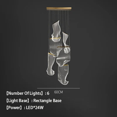 lustre en acrylique à led pour décoration intérieure élégante - vue 8 sur 14