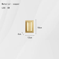 applique murale led rectangulaire en cuivre pour hôtel