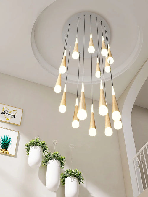suspension led moderne pour escalier duplex nordique - vue 4 sur 12