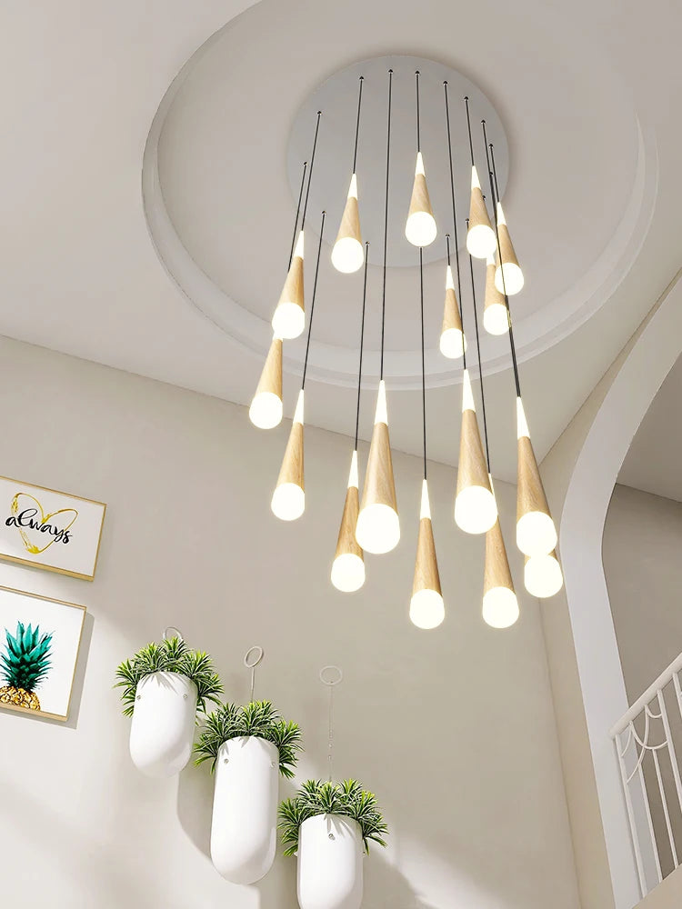 suspension led moderne pour escalier duplex nordique - vue 3 sur 12
