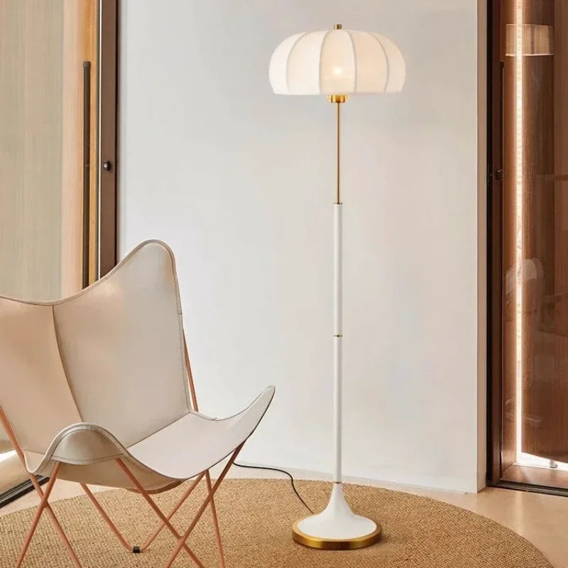 lustre design nordique lampadaire rétro en tissu avec lumière led - vue 6 sur 13